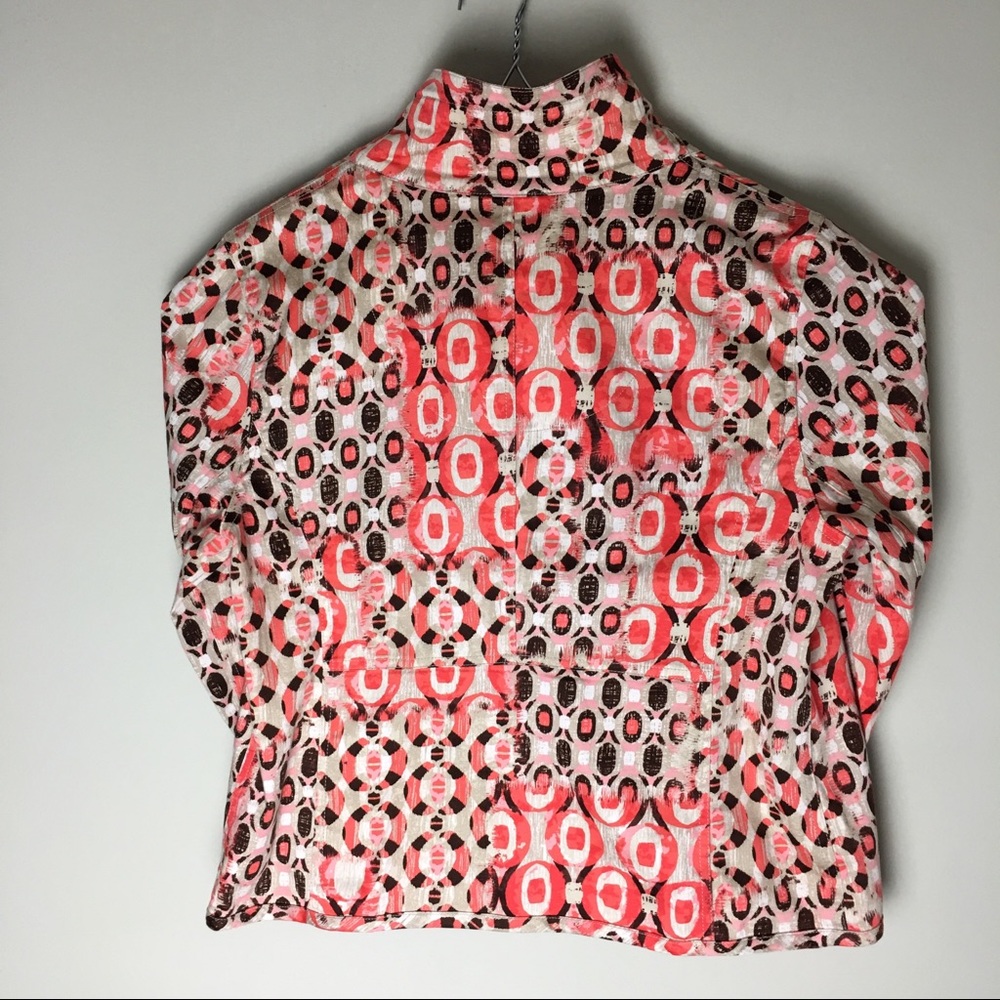 Ruby Red Orangetanbrown Geometric Jacket, Size 16 - image 8